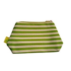 Violife Stripe Cosmetic Pouch Zipper Closure Green White NWOT